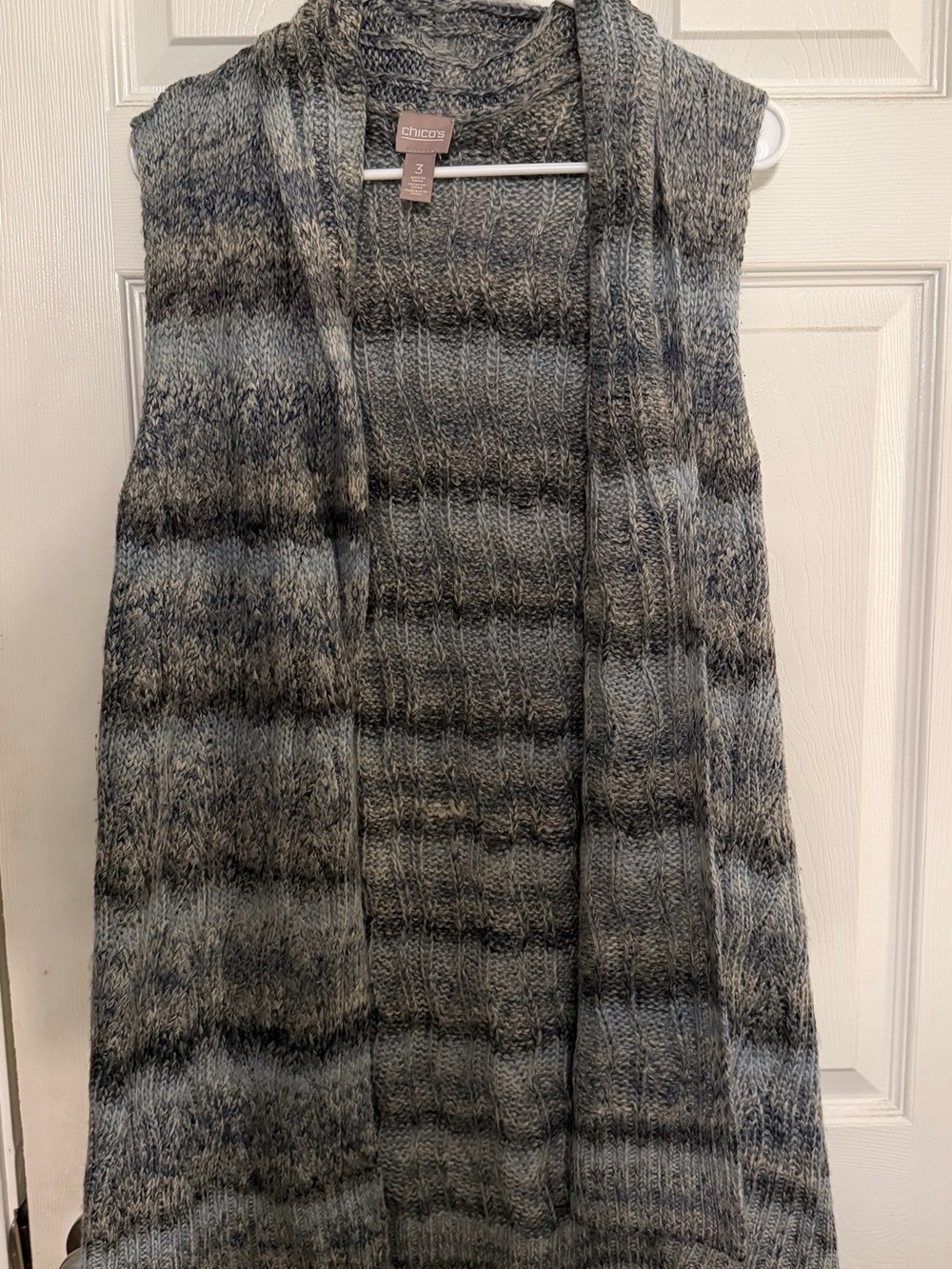 Chico's Gray Marled Open-Front Knit Vest